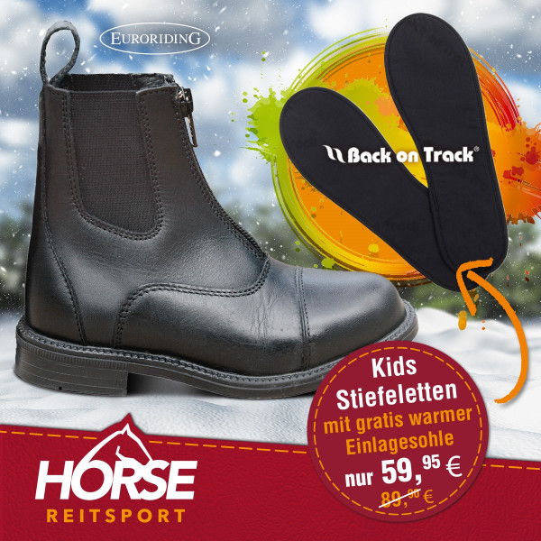 Euroriding Jodhpur-Stiefelette mit Reißverschluss KIDS + Back on Track EINLEGESOHLE