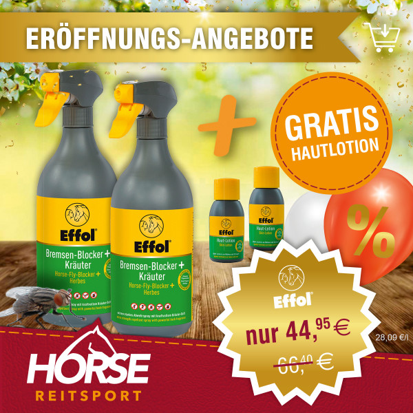 Effol Bremsen-Blocker+ Kräuter Angebot (2x750 ml + 2x50ml Mini Hautlotion)