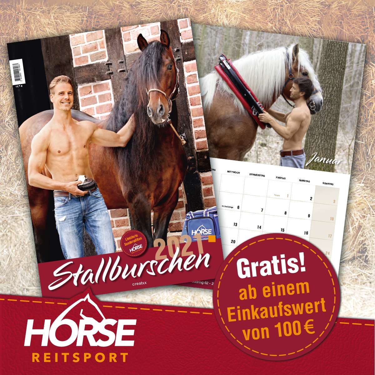 Stallburschen-Kalender gratis ab einem Einkaufswert von 100 €  Aktionen  HORSE Reitsport