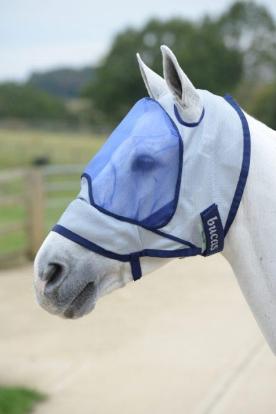 Bucas Buzz-Off Deluxe Fliegenmaske silber/navy